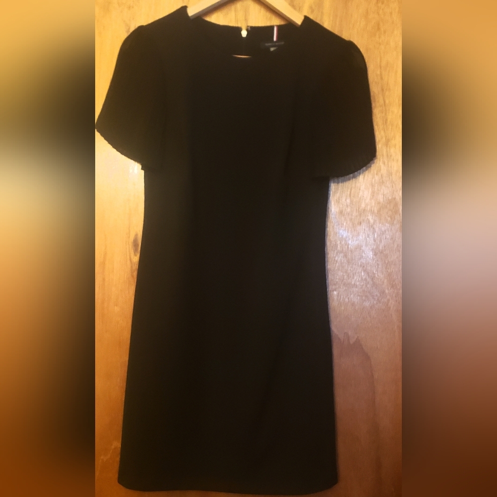 Tommy Hilfiger Black Pleated Sleeve Cocktail Dress - Picture 10 of 10